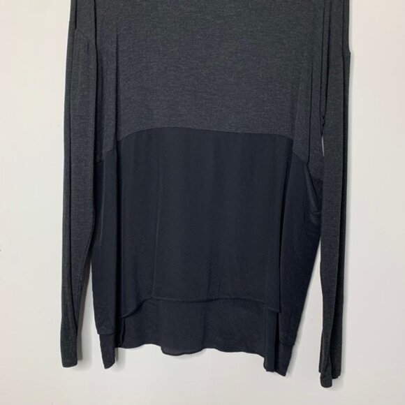 Aritzia Wilfred Blouse Top Long Sleeve Half Silk Mock neck Heathered Black XS - Picture 6 of 14